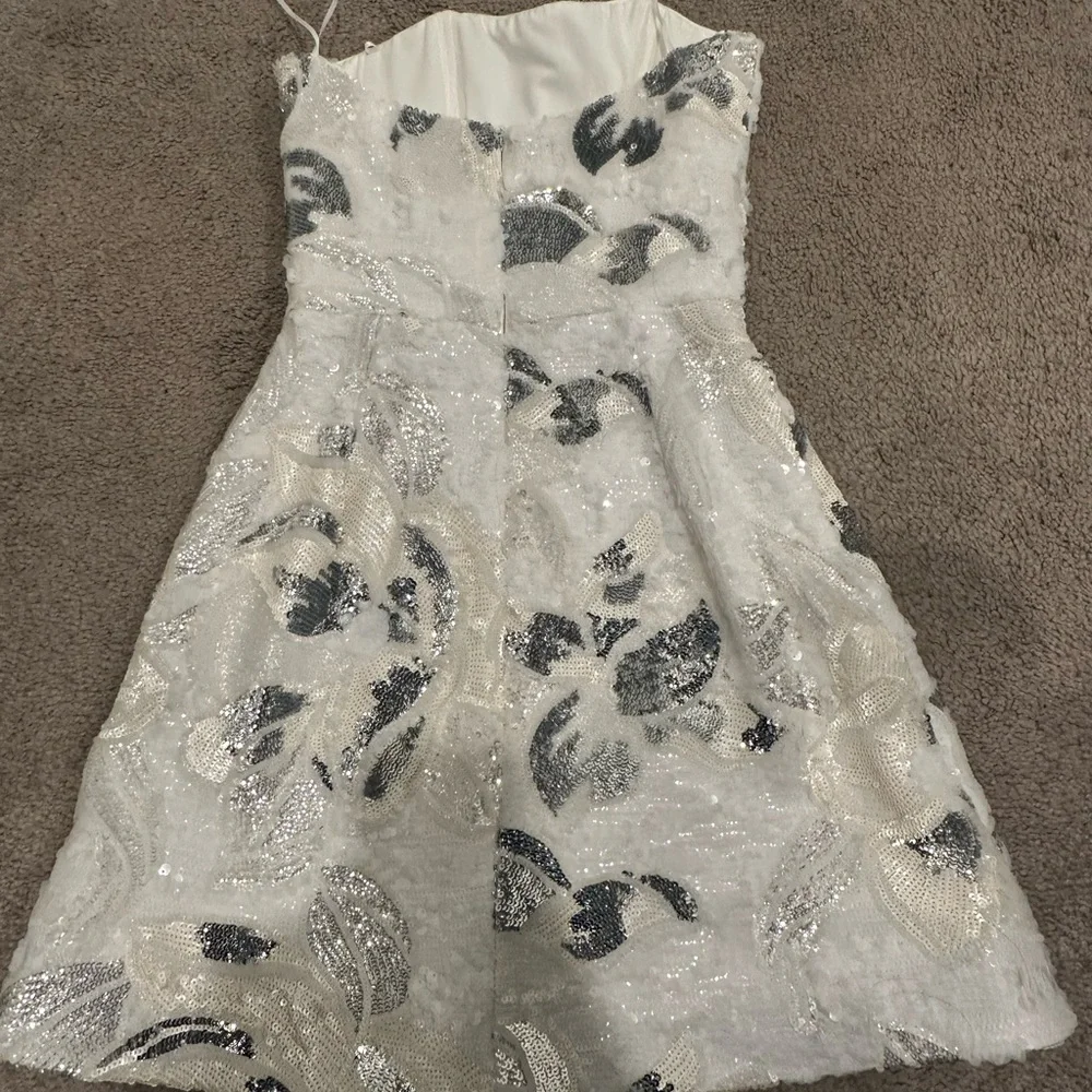 Chic White and Silver Sequin Mini Dress - Picture 5 of 7